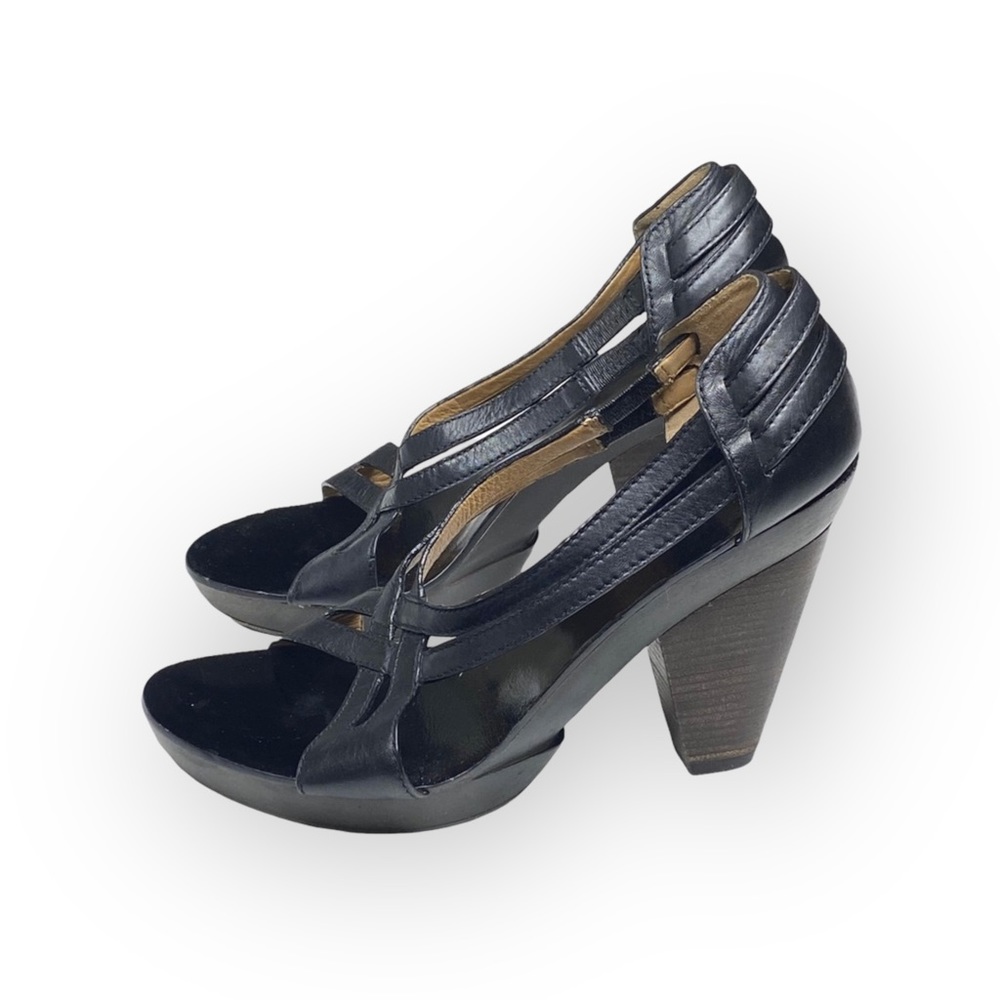 new Givenchy ༄ Cross Strap Wood Platform Sandals ༄ Black Leather ༄ 38.5 8M 8.5M - Picture 7 of 16